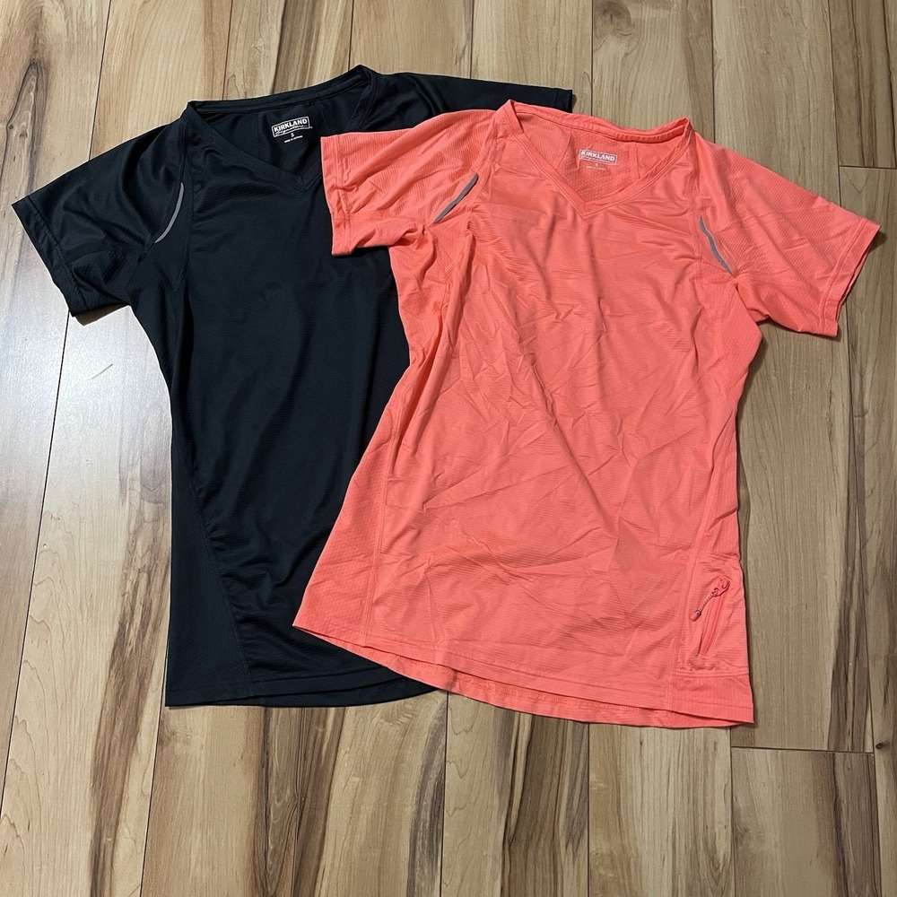 KIRKLAND Lot Of 2 Women's Reflective Athletic Top Sz S T-Shirt Zip Pocket